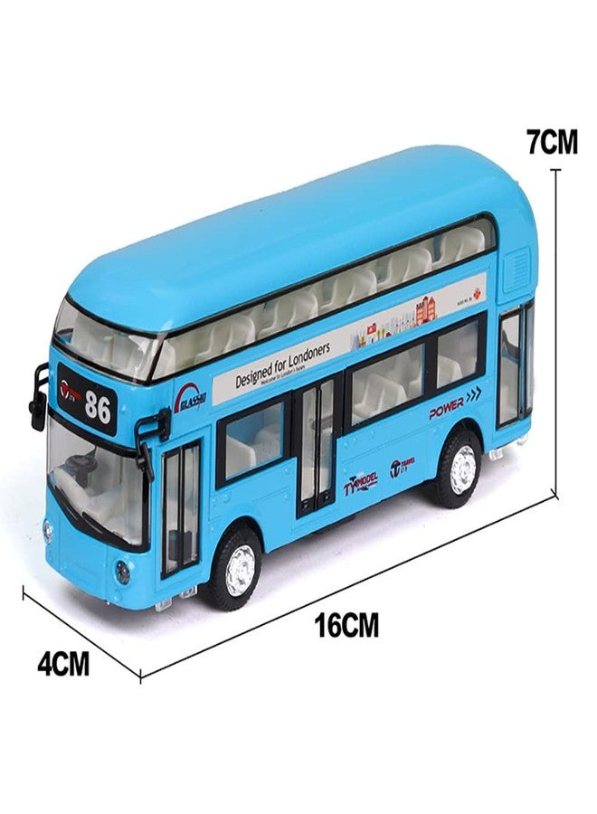 UKAXA Diecast Metal Bus Model Double Decker Bus London Toy Buses for Kids Pull Back Openable Doors with Light Sound - Image 2